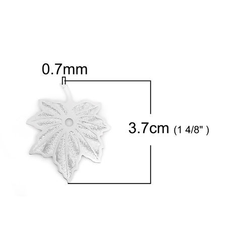 Imagen de Hierro Colgantes Hoja Tono de Plata Filigrana Estampación 37mm x 30mm, 10 Unidades