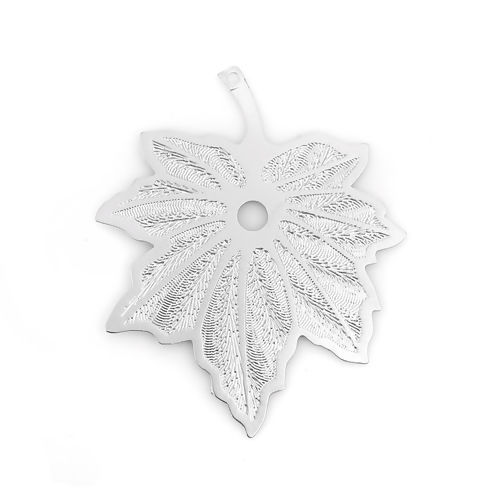 Imagen de Hierro Colgantes Hoja Tono de Plata Filigrana Estampación 37mm x 30mm, 10 Unidades
