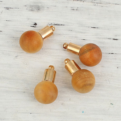 Picture of Natural Wood Charms Ball 21mm x12mm( 7/8" x 4/8"), 10 PCs