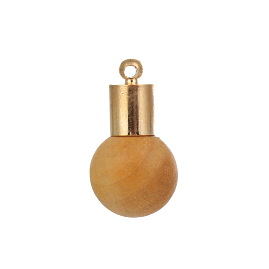 Picture of Natural Wood Charms Ball 21mm x12mm( 7/8" x 4/8"), 10 PCs
