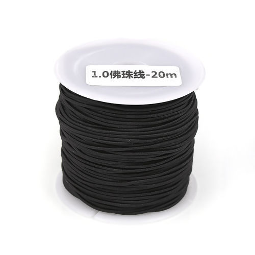 Bild von Terylen Schnur Für Buddha / Mala / Gebetsperlen Schwarz Elastisch 1mm, 1 Rolle (ca. 20 Meter/Rolle)