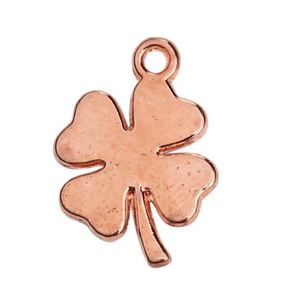 Picture of Zinc Based Alloy Charms Four Leaf Clover Rose Gold 18mm( 6/8") x 12mm( 4/8"), 50 PCs