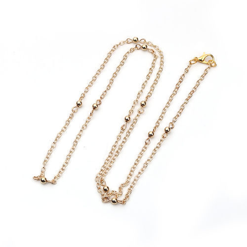 Picture of Iron Based Alloy Link Cable Chain Necklace Round Gold Plated 70.5cm(27 6/8") long, Chain Size: 3.5x2.5mm( 1/8" x 1/8"), 2 PCs