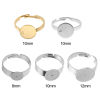 Picture of Stainless Steel Open Adjustable Glue On Rings Silver Tone Round (Fits 10mm Dia.) 17.3mm( 5/8")(US Size 7), 200 PCs
