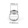 Picture of Stainless Steel Open Adjustable Rings Silver Tone Round Cabochon Settings (Fits 14mm Dia. ) 17.9mm( 6/8")(US size 7.75), 5 PCs