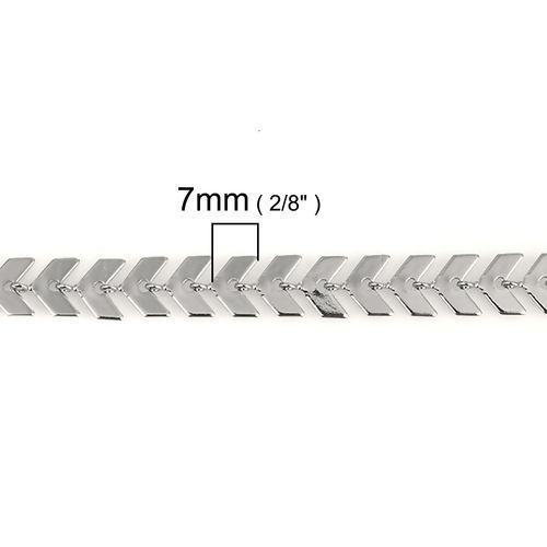 Picture of Stainless Steel Spiky Chain Fish Bone Silver Tone 7x6mm( 2/8" x 2/8"), 1 M