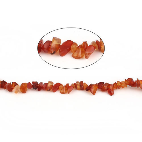 Picture of (Grade A) Red Agate ( Natural ) Chip Beads Irregular Red About 14mm x8mm( 4/8" x 3/8") - 7mm x5mm( 2/8" x 2/8"), Hole: Approx 1mm, 84cm(33 1/8") long, 1 Strand