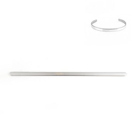 Picture of 304 Stainless Steel Bangles Bracelets Strip Silver Tone Polished 16cm(6 2/8") long, 2 PCs
