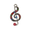 Immagine di Lega di Zinco Ciondoli Nota Musicale Argento Antico Multicolore Strass 33mm x 17mm , 5 Pz