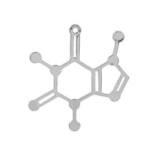 Imagen de Zamak Molécula de Ciencia Química Colgantes Tono de Plata 41mm x 39mm, 10 Unidades