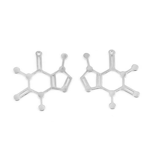 Imagen de Zamak Molécula de Ciencia Química Colgantes Tono de Plata 41mm x 39mm, 10 Unidades
