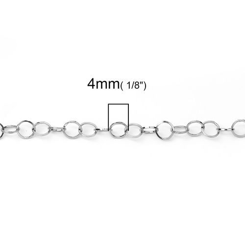 Bild von 304 Edelstahl Geschlossen Erbskette Kette Silberfarbe 4mm, 5 Meter