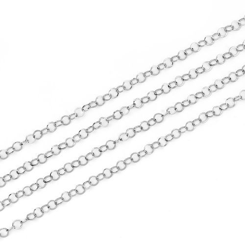 Image de Chaîne Maille Jaseron en 304 Acier Inoxydable Soudée Argent Mat 3mm, 5 M
