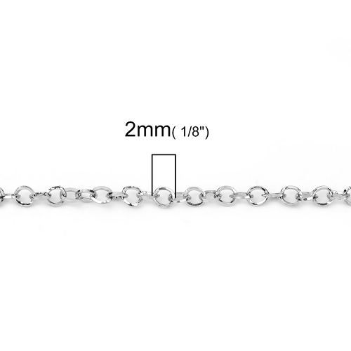 Image de Chaîne Maille Jaseron en 304 Acier Inoxydable Soudée Argent Mat 2mm, 5 M