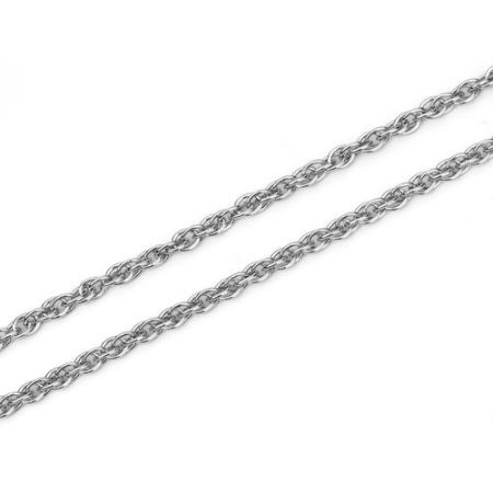Picture of 5 M (Approx 16.4 Foot) 304 Stainless Steel Closed Soldered Link Cable Chain For Handmade DIY Jewelry Making Findings Silver Tone 4.2x3.3mm