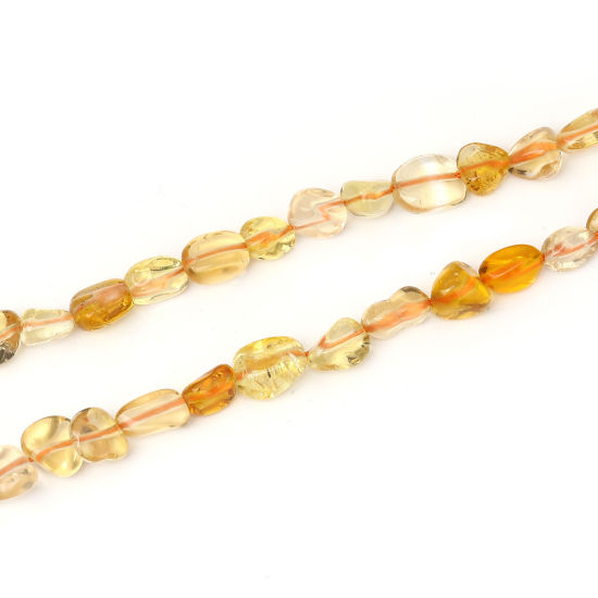 Image de (Classement A) Perles en Citrine ( Naturel ) Irrégulier Jaune Env. 14mm x 8mm - 5mm x 5mm, Trou: env. 0.9mm, 40cm long, 1 Enfilade