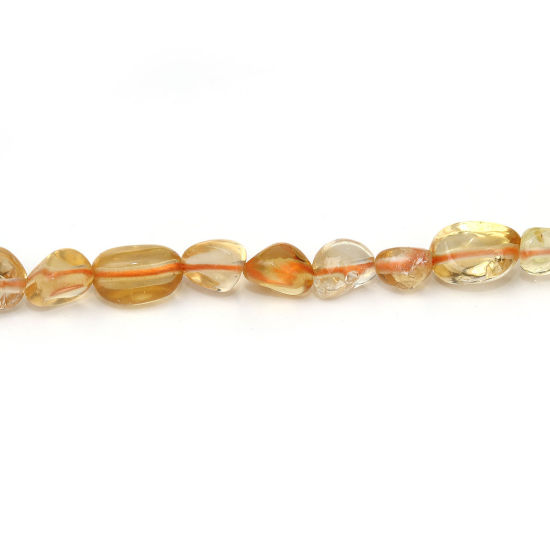 Image de (Classement A) Perles en Citrine ( Naturel ) Irrégulier Jaune Env. 14mm x 8mm - 5mm x 5mm, Trou: env. 0.9mm, 40cm long, 1 Enfilade