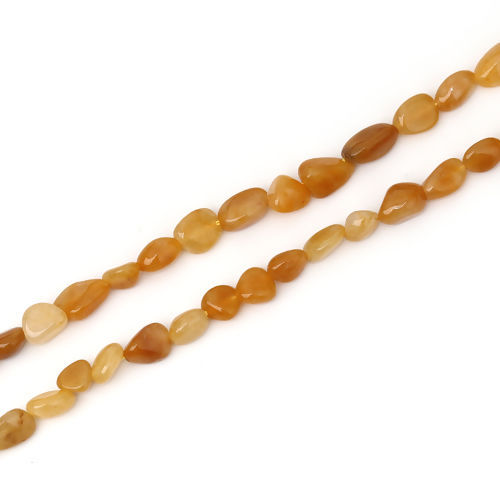 Picture of (Grade A) Topaz ( Natural ) Beads Irregular Yellow About 14mm x8mm( 4/8" x 3/8") - 5mm x5mm( 2/8" x 2/8"), Hole: Approx 0.9mm, 40cm(15 6/8") long, 1 Strand