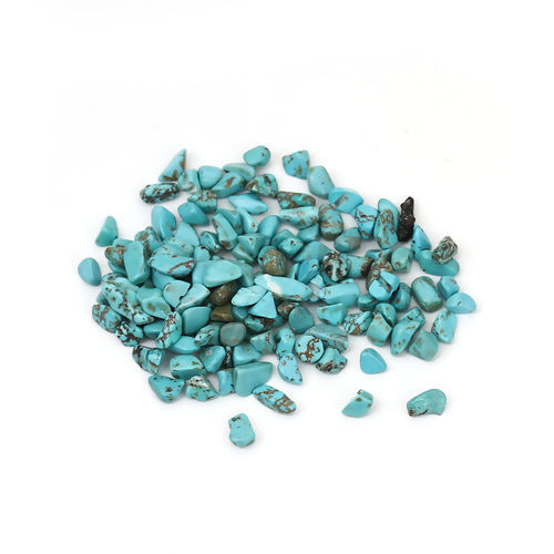 Picture of Turquoise ( Natural ) Micro Landscape Miniature Shelter House Aquarium Home Decoration Chip Beads Green Blue About 11mm x5mm( 3/8" x 2/8") - 4mm x3mm( 1/8" x 1/8"), 500 Grams