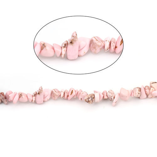 Picture of (Grade B) Synthetic Turquoise ( Dyed ) Chip Beads Irregular Light Pink About 13mm x8mm( 4/8" x 3/8") - 6mm x5mm( 2/8" x 2/8"), Hole: Approx 0.7mm, 84cm(33 1/8") long, 1 Strand