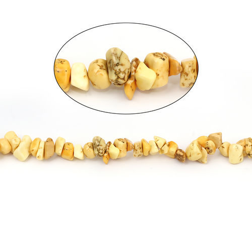 Image de (Classement B) Perles en Turquoise Synthétique (Teint) Irrégulier Or 13mm x 8mm - 6mm x 5mm, Trou: env. 0.7mm, 84cm long, 1 Enfilade