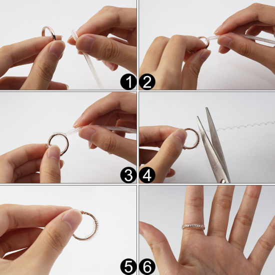 Picture of (Size S) Plastic Ring Size Adjuster Spring Invisible Transparent Clear Coil Spiral Guard Tightener Reducer Resizing Tool 10cm(3 7/8") long - 9.5cm(3 6/8") long, 10 PCs