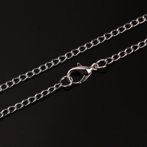 Изображение Ожерелья из Цепочек Посеребренный, Снаряженные Цепи  40.5см длина, 4x2.5мм 1 Пакет （ 12 ШТ/Пачка)