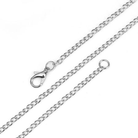 Image de Colliers de Chaînes en Alliage de Fer Argent Mat Chaîne Maille Cheval 46cm long, 4mm x 2.5mm, 1 Paquet (12 Pcs/Paquet)