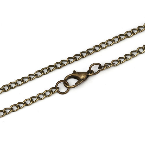 Picture of Iron Based Alloy Link Curb Chain Necklace Antique Bronze 46cm(18 1/8") long, Chain Size: 4x2.5mm( 1/8" x 1/8"), 1 Packet ( 12 PCs/Packet)