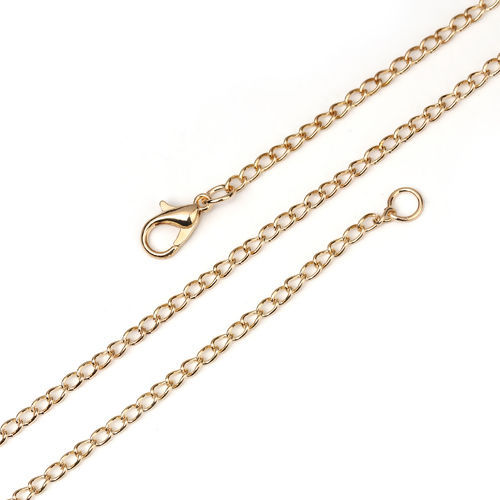 Picture of Iron Based Alloy Link Curb Chain Necklace KC Gold Plated 81cm(31 7/8") long, Chain Size: 4x2.5mm( 1/8" x 1/8"), 1 Packet ( 12 PCs/Packet)