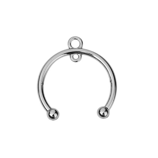 Picture of Zinc Based Alloy Charms U-shaped Silver Tone 28mm(1 1/8") x 26mm(1"), 20 PCs