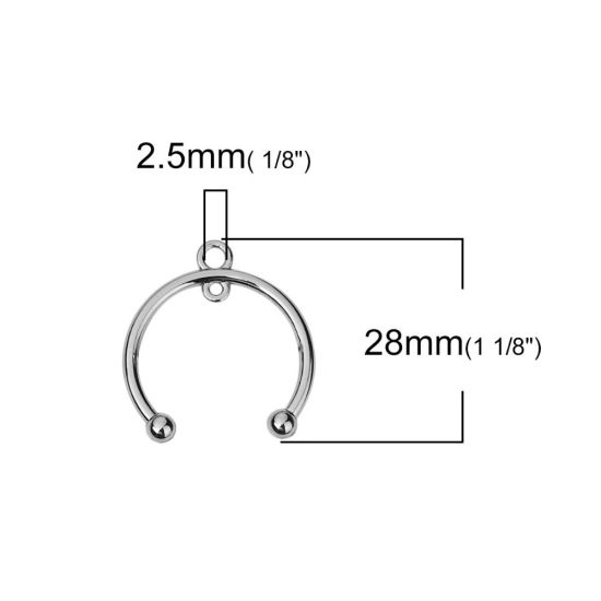 Picture of Zinc Based Alloy Charms U-shaped Silver Tone 28mm(1 1/8") x 26mm(1"), 20 PCs