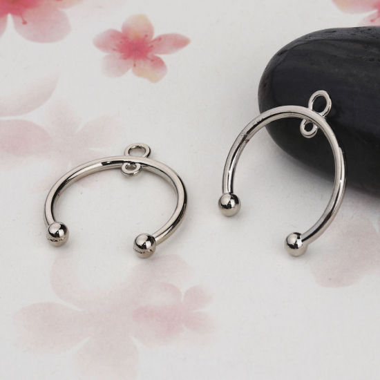Picture of Zinc Based Alloy Charms U-shaped Silver Tone 28mm(1 1/8") x 26mm(1"), 20 PCs