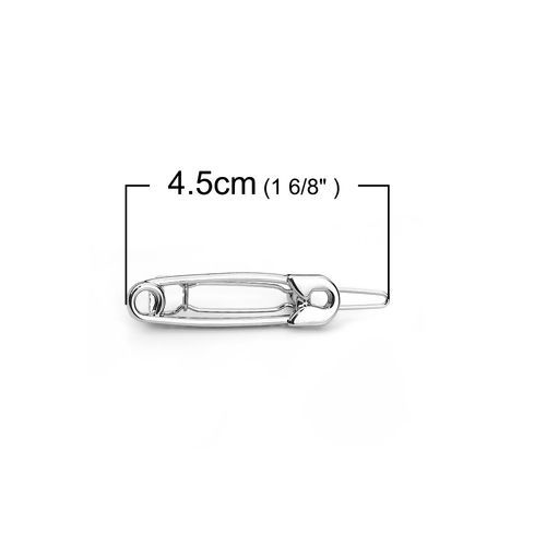 Picture of Hair Clips Findings Pin Silver Tone 45mm x 9mm, 3 PCs
