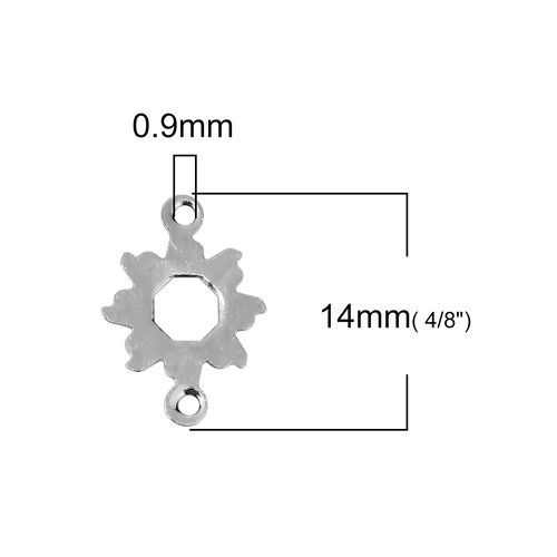 Bild von Messing Verbinder Blumen Silberfarbe 14mm x 10mm, 30 Stück                                                                                                                                                                                                    