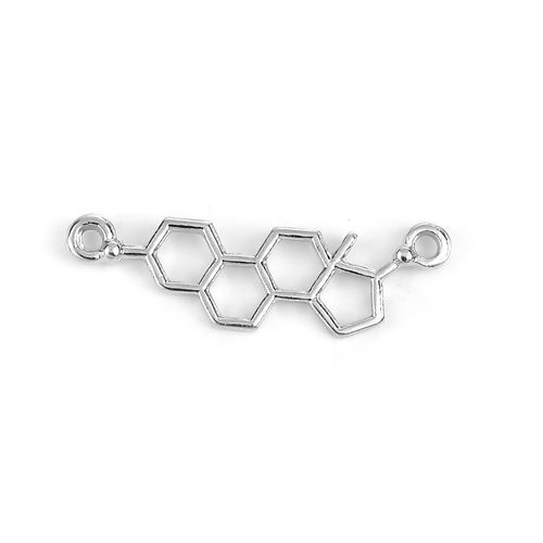 Imagen de Zamak Molécula de Ciencia Química Conectores Tono de Plata 28mm x 9mm, 20 Unidades