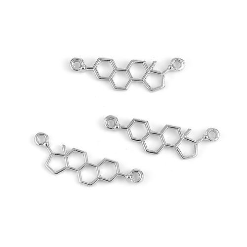 Imagen de Zamak Molécula de Ciencia Química Conectores Tono de Plata 28mm x 9mm, 20 Unidades