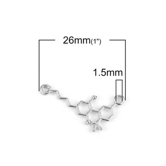 Imagen de Zamak Molécula de Ciencia Química Conectores Tono de Plata 28mm x 9mm, 20 Unidades