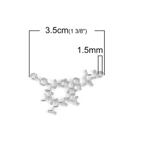 Imagen de Zamak Molécula de Ciencia Química Conectores Tono de Plata 28mm x 9mm, 20 Unidades