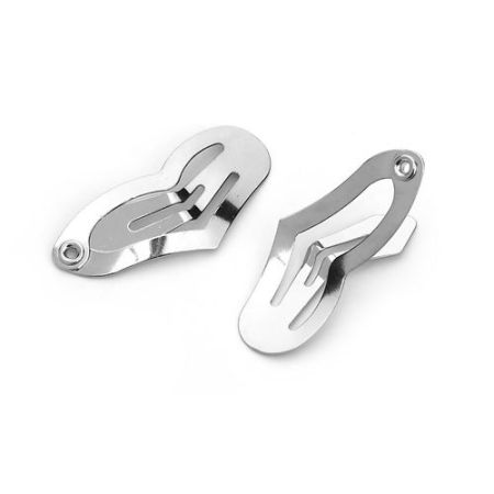Hair Clips Findings Heart Silver Tone 24mm x 11mm, 20 PCs