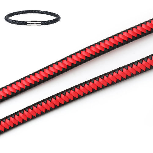 Picture of PU Leather Jewelry Cord Rope Black & Red 9mm( 3/8"), 2 M