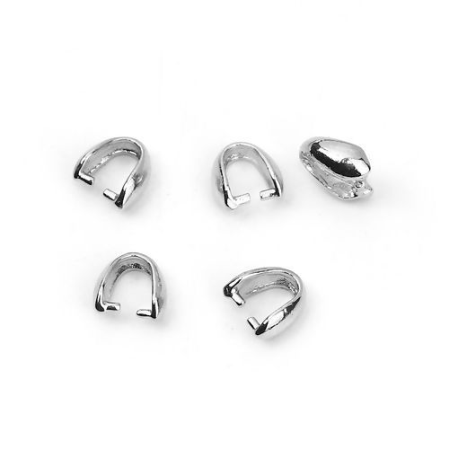 Image de Fermoirs Pinces Bélière en Laiton Argent Mat 6mm x 5mm, 20 Pcs                                                                                                                                                                                                