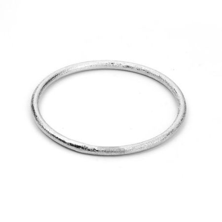 Brass Bangles Bracelets Round Silver Tone Sparkledust 23cm(9") long, 2 PCs