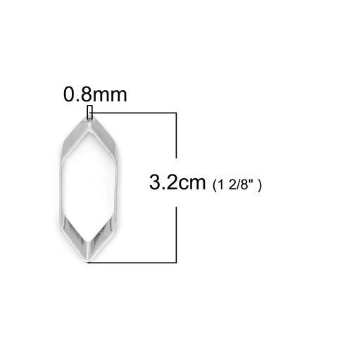 Image de Pendentifs en Laiton Hexagone Argent Mat 32mm x 12mm, 20 Pcs                                                                                                                                                                                                  