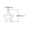 Picture of Brass Charms Flower Silver Tone 23mm( 7/8") x 19mm( 6/8"), 20 PCs                                                                                                                                                                                             