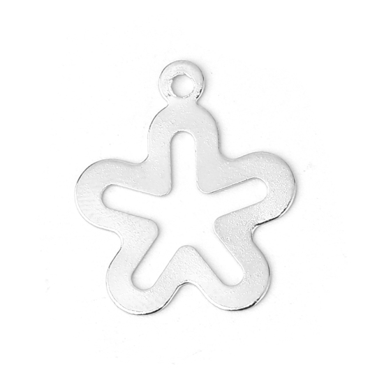 Image de Breloques en Laiton Fleur Argent Mat 23mm x 19mm, 20 Pcs                                                                                                                                                                                                      