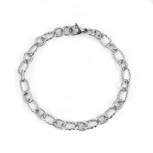 Image de Bracelets en 304 Acier Inoxydable Argent Mat Spiral 21cm Long, 1 Pièce