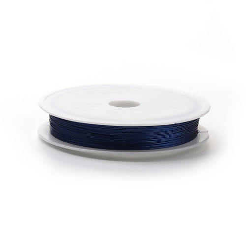 Picture of Steel Wire Beading Wire Thread Cord Blue 0.4mm (26 gauge), 1 Roll (Approx 50 M/Roll)