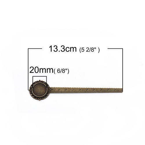 Image de Marque-Pages en Alliage de Zinc Forme Mesure Cabochon Rapportable (Taille à Incruster: 20mm Dia) Bronze Antique Rond, 13.3cm x 3.2cm, 3 Pcs