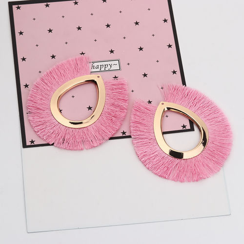 Imagen de Terylene Panícula Colgantes Gota Chapado en Oro Rosado Aprox 8.5cm x 8cm, 3 Unidades